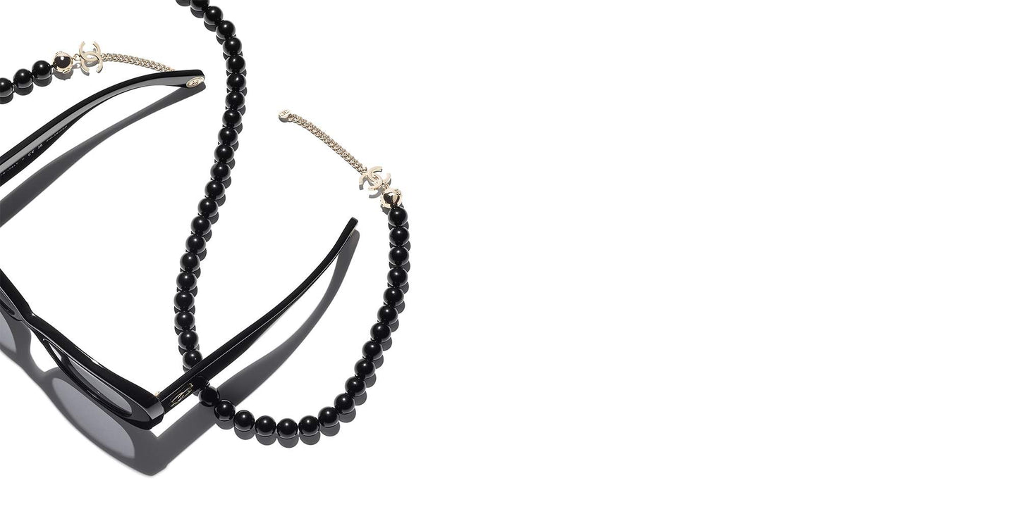 משקפי שמש של שאנל שחור וזהב-אפור | CHANEL Rectangle Sunglasses CH5488 Black & Gold-Grey