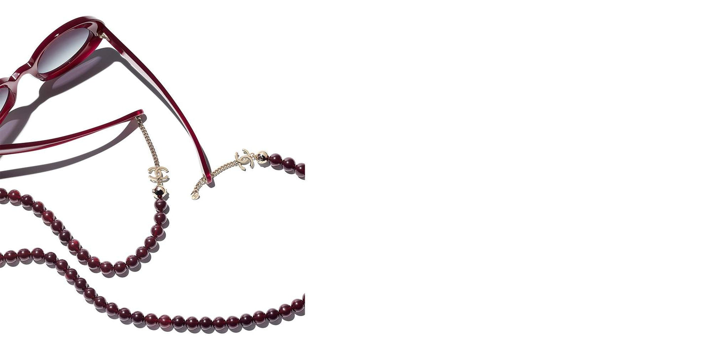 משקפי שמש של שאנל בורדו וזהב-אפור | CHANEL Round Sunglasses CH5489 Burgundy & Gold-Grey