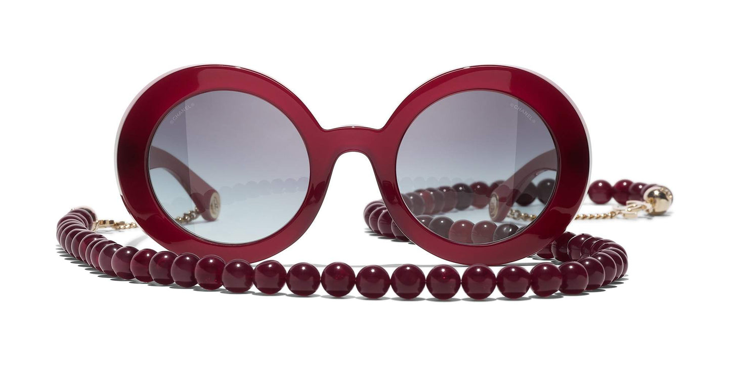 משקפי שמש של שאנל בורדו וזהב-אפור | CHANEL Round Sunglasses CH5489 Burgundy & Gold-Grey