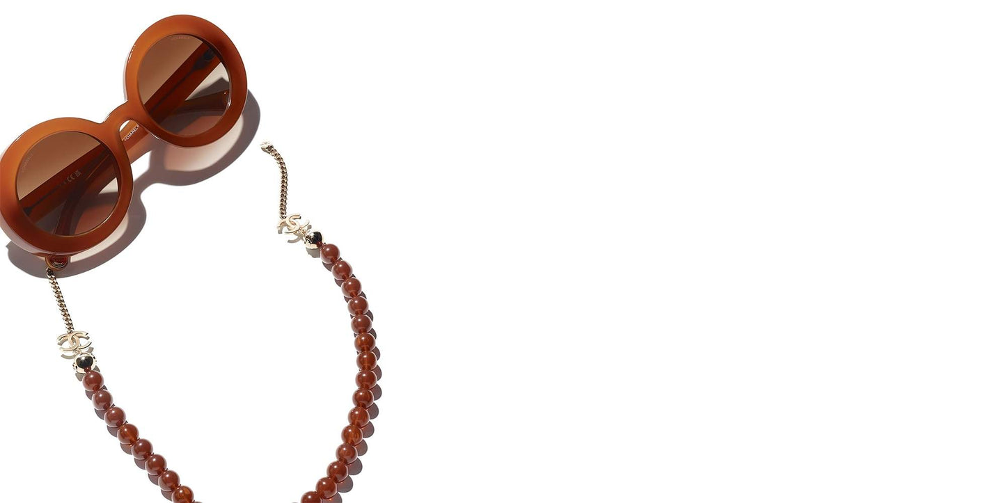 משקפי שמש של שאנל בצבע חום וזהב-חום | CHANEL Round Sunglasses CH5489 Brown & Gold-Brown