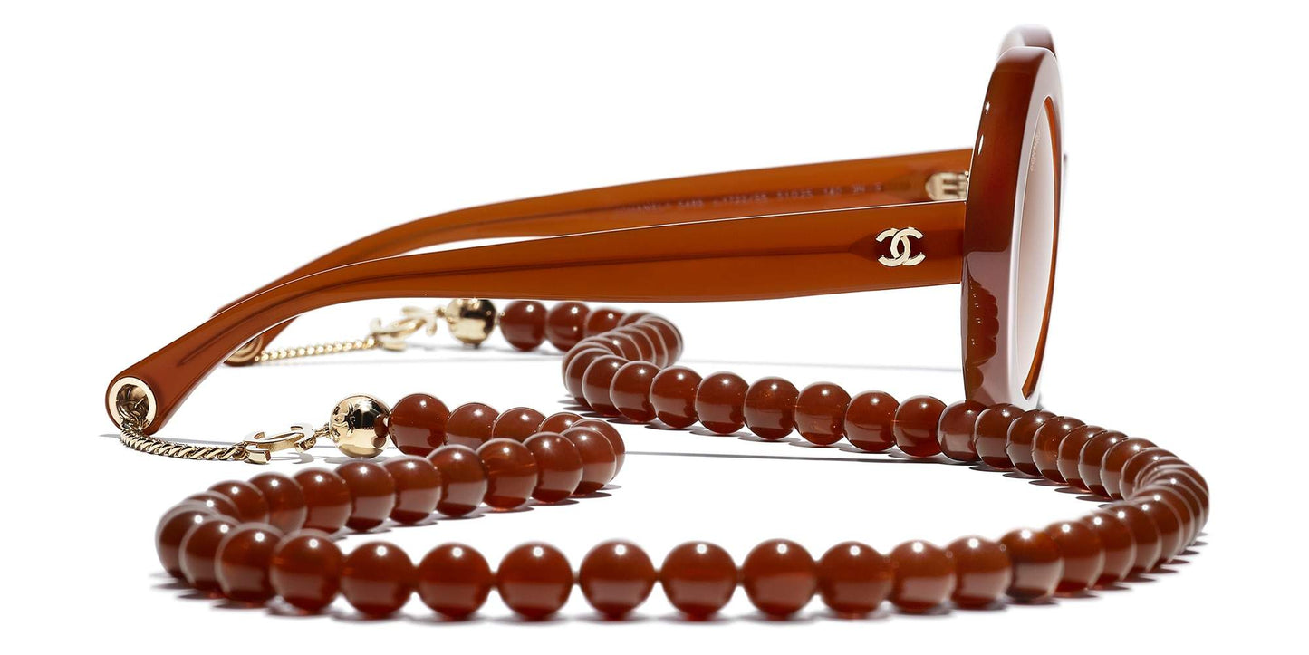 משקפי שמש של שאנל בצבע חום וזהב-חום | CHANEL Round Sunglasses CH5489 Brown & Gold-Brown
