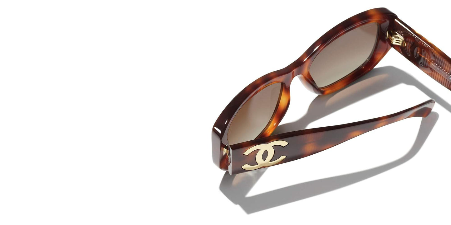 משקפי שמש של שאנל צב-חום בהיר | CHANEL Rectangle Sunglasses CH5493 Tortoise-Light Brown