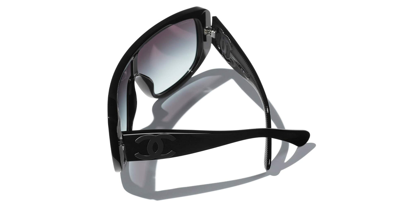 משקפי שמש של שאנל שחור-אפור | CHANEL Shield Sunglasses CH5495 Black-Gray