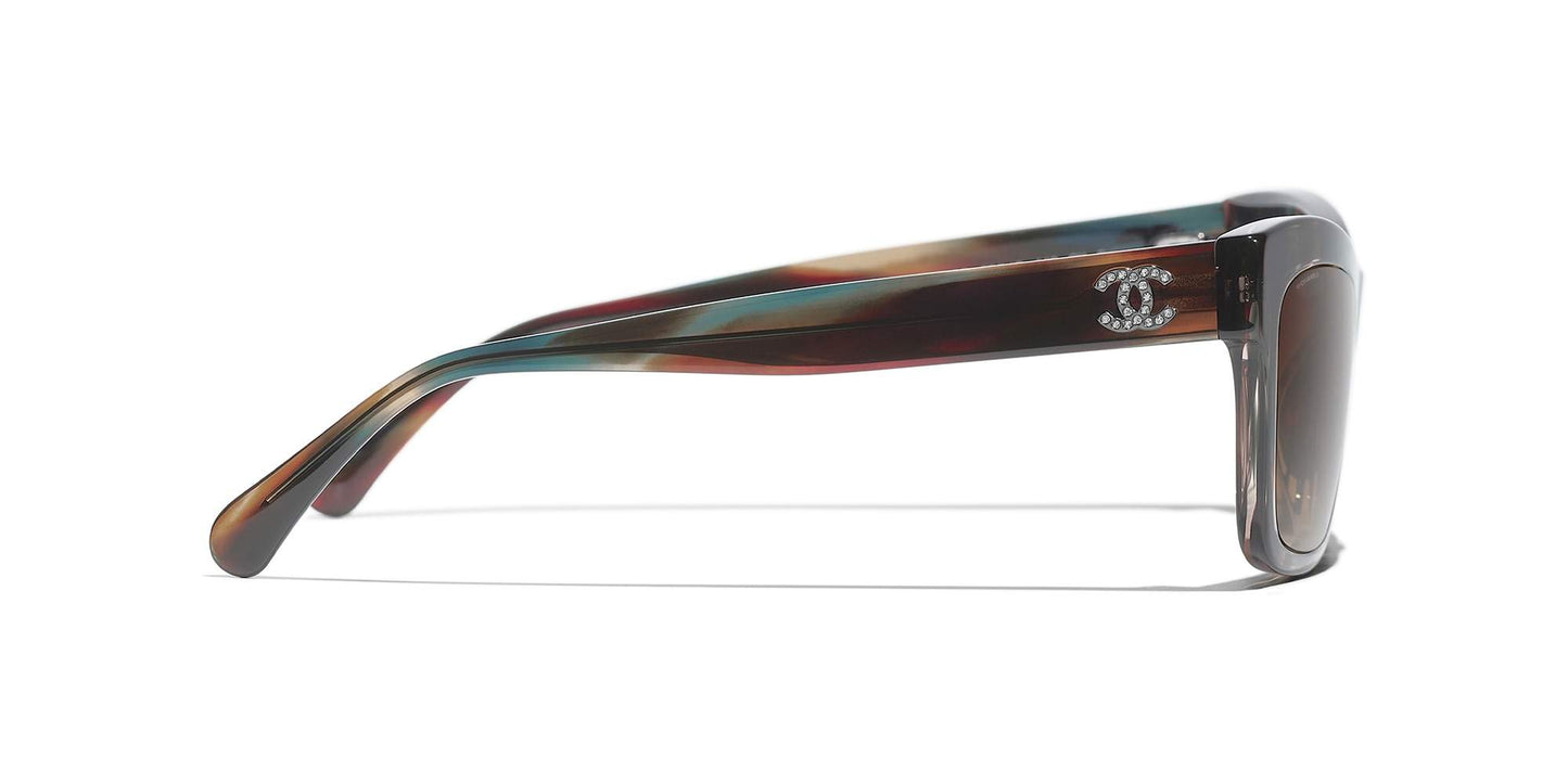 משקפי שמש של שאנל צב חום ואפור-חום | CHANEL Rectangle Sunglasses CH5496B Brown Tortoise & Gray-Brown