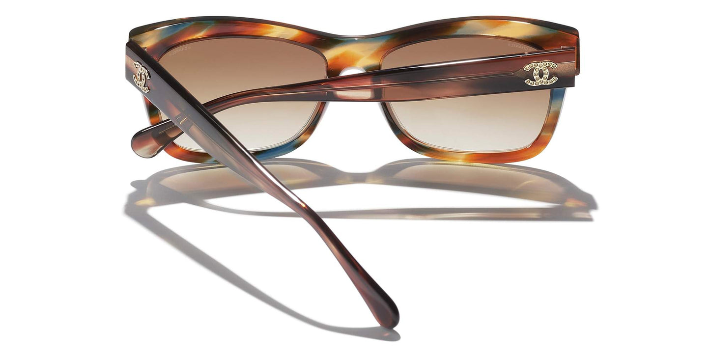 משקפי שמש של שאנל צב צהוב וחום-חום | CHANEL Rectangle Sunglasses CH5496B Yellow Tortoise & Brown-Brown