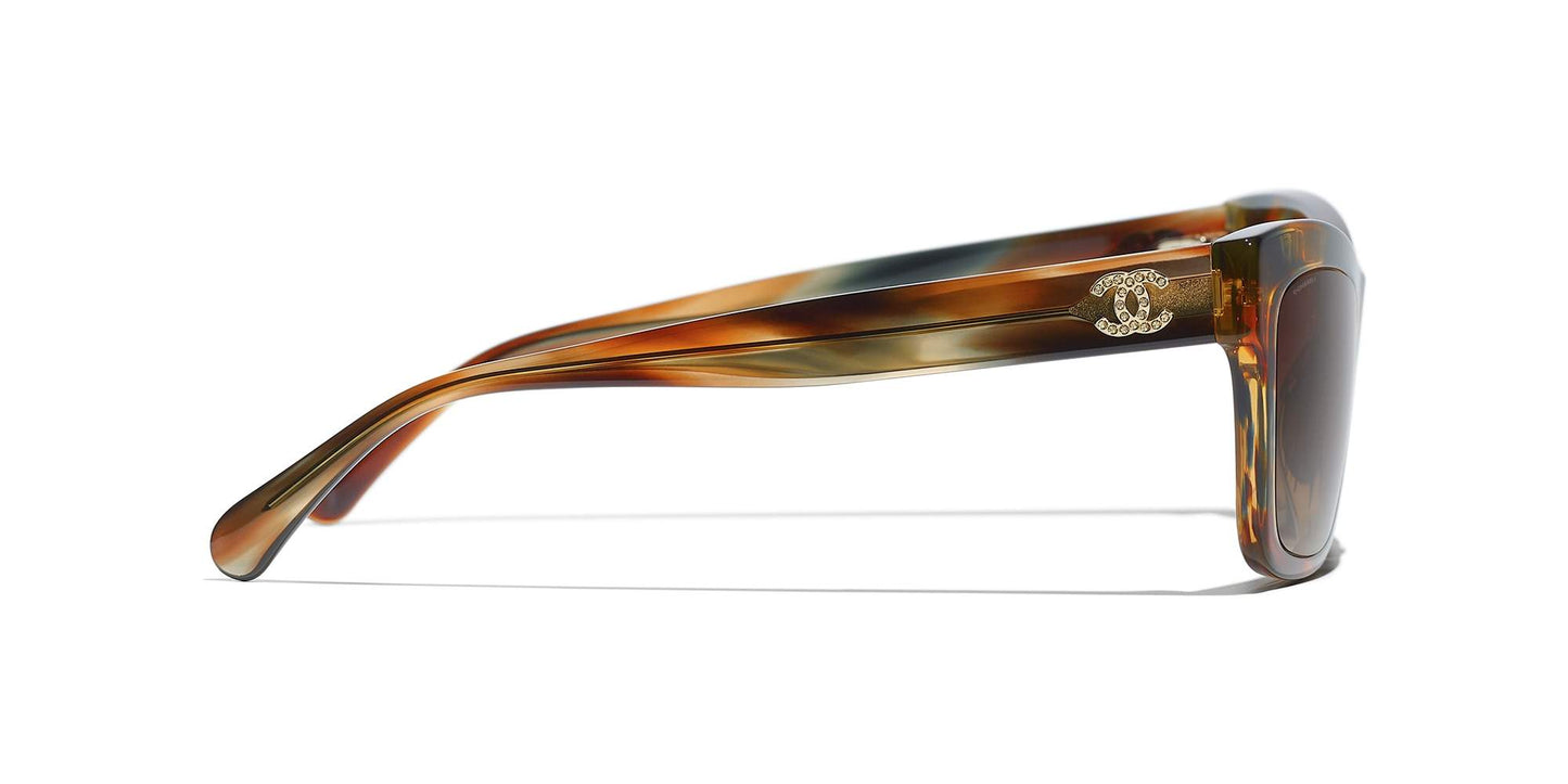 משקפי שמש של שאנל צב צהוב וחום-חום | CHANEL Rectangle Sunglasses CH5496B Yellow Tortoise & Brown-Brown