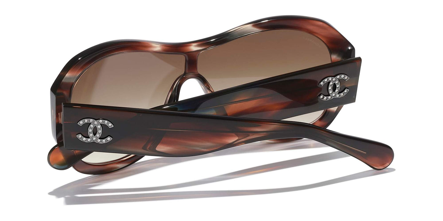משקפי שמש של שאנל צב חום ואפור-חום | CHANEL Shield Sunglasses CH5497B Brown Tortoise & Gray-Brown