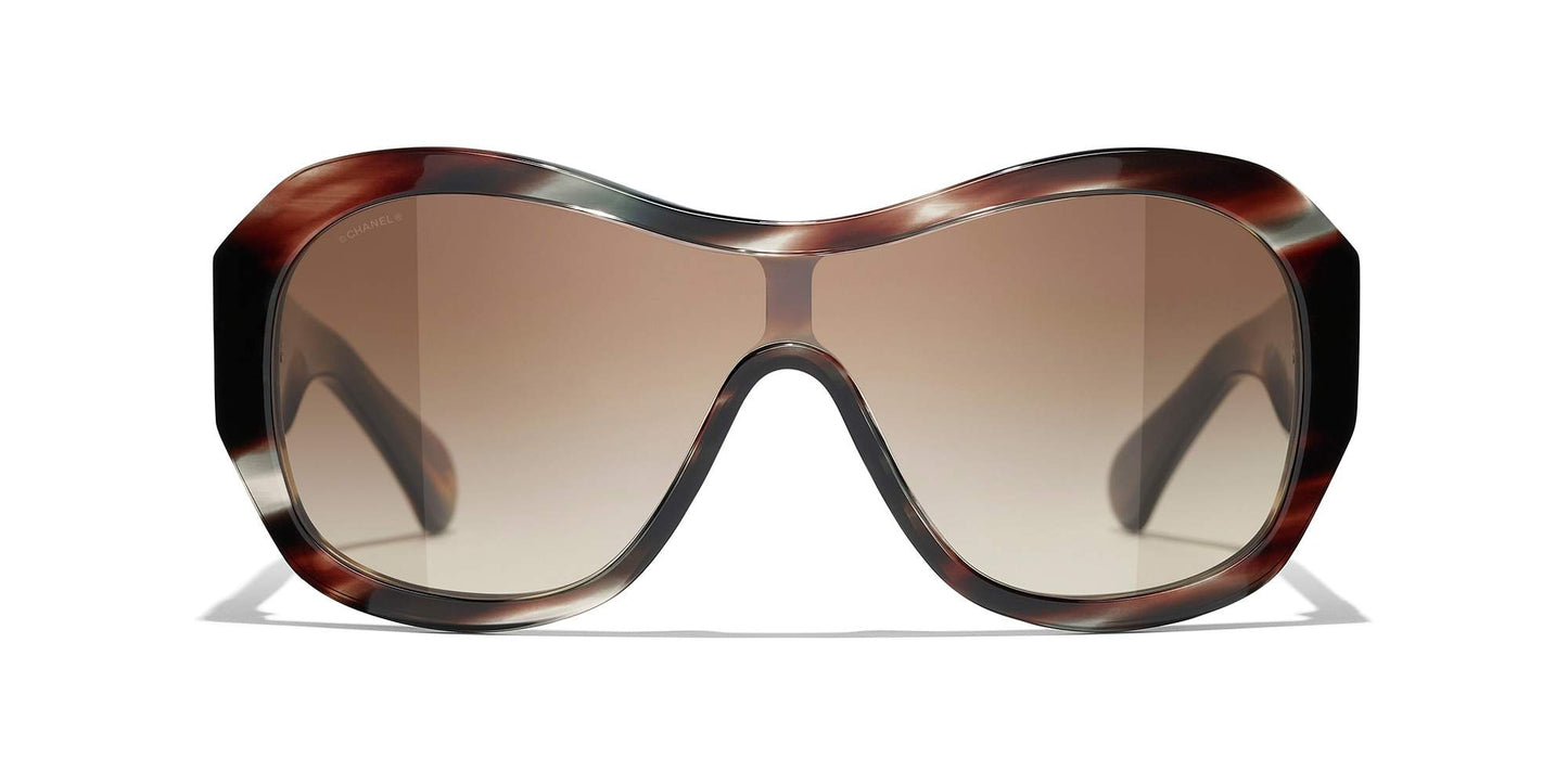 משקפי שמש של שאנל צב חום ואפור-חום | CHANEL Shield Sunglasses CH5497B Brown Tortoise & Gray-Brown