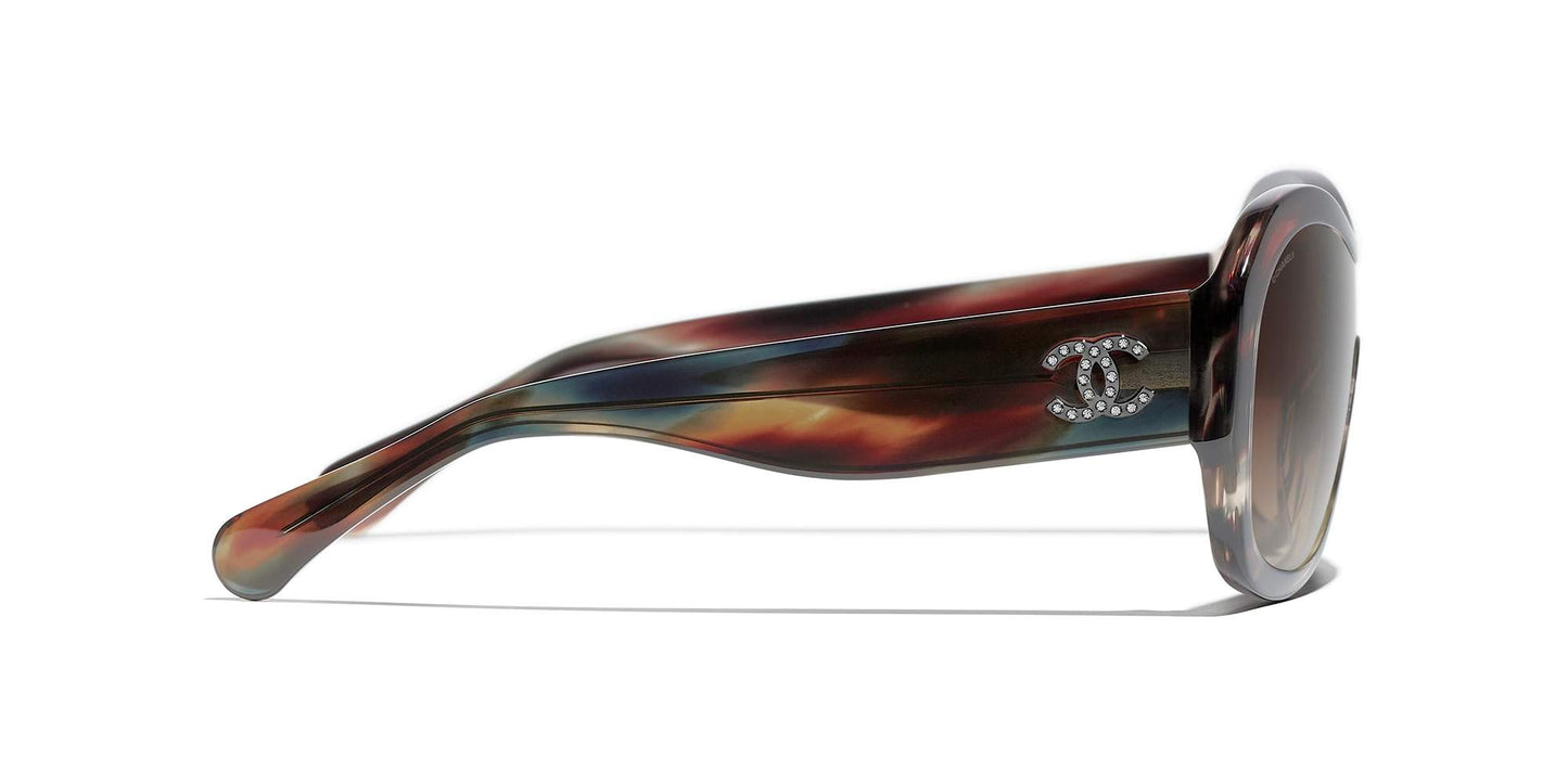 משקפי שמש של שאנל צב חום ואפור-חום | CHANEL Shield Sunglasses CH5497B Brown Tortoise & Gray-Brown