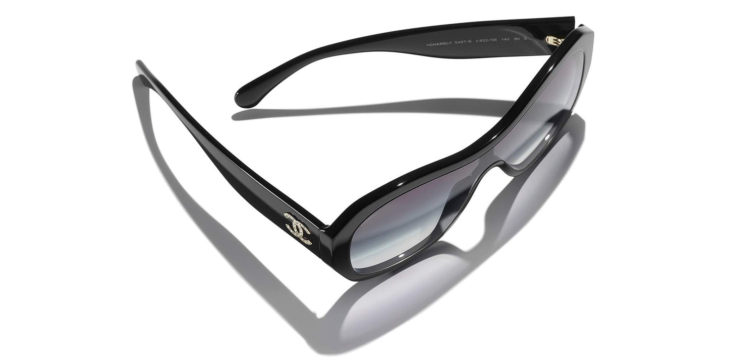 משקפי שמש של שאנל שחור-אפור | CHANEL Shield Sunglasses CH5497B Black-Gray