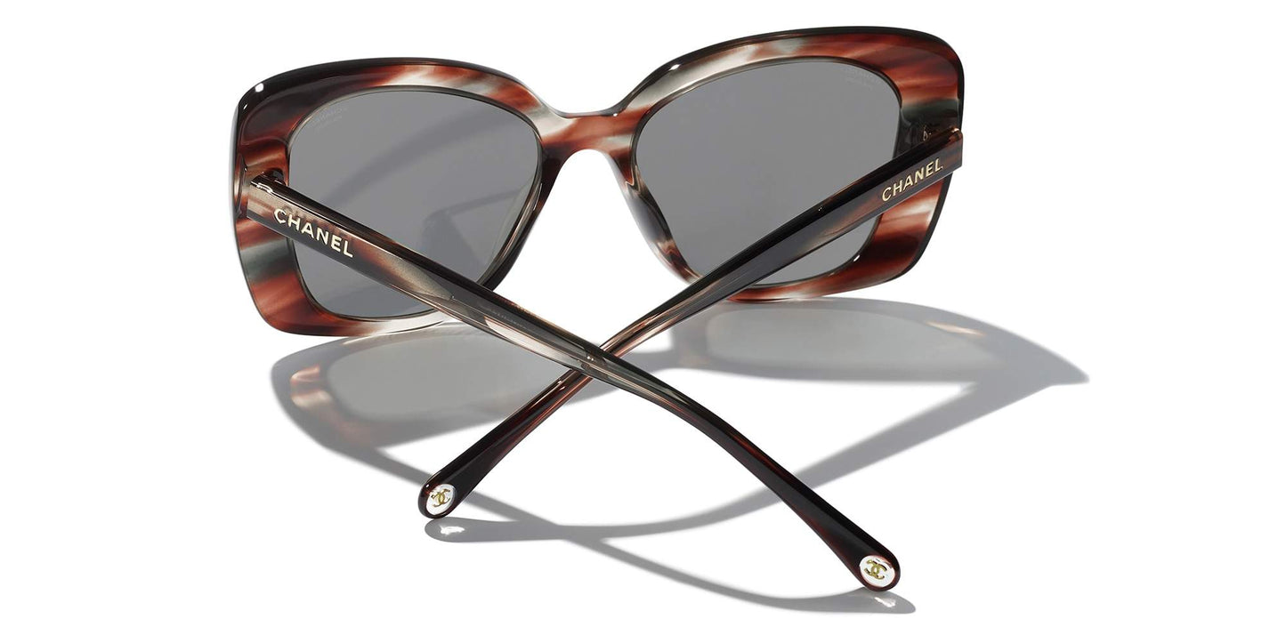 משקפי שמש של שאנל צב חום ואפור-אפור | CHANEL Rectangle Sunglasses CH5504 Brown Tortoise & Gray-Gray