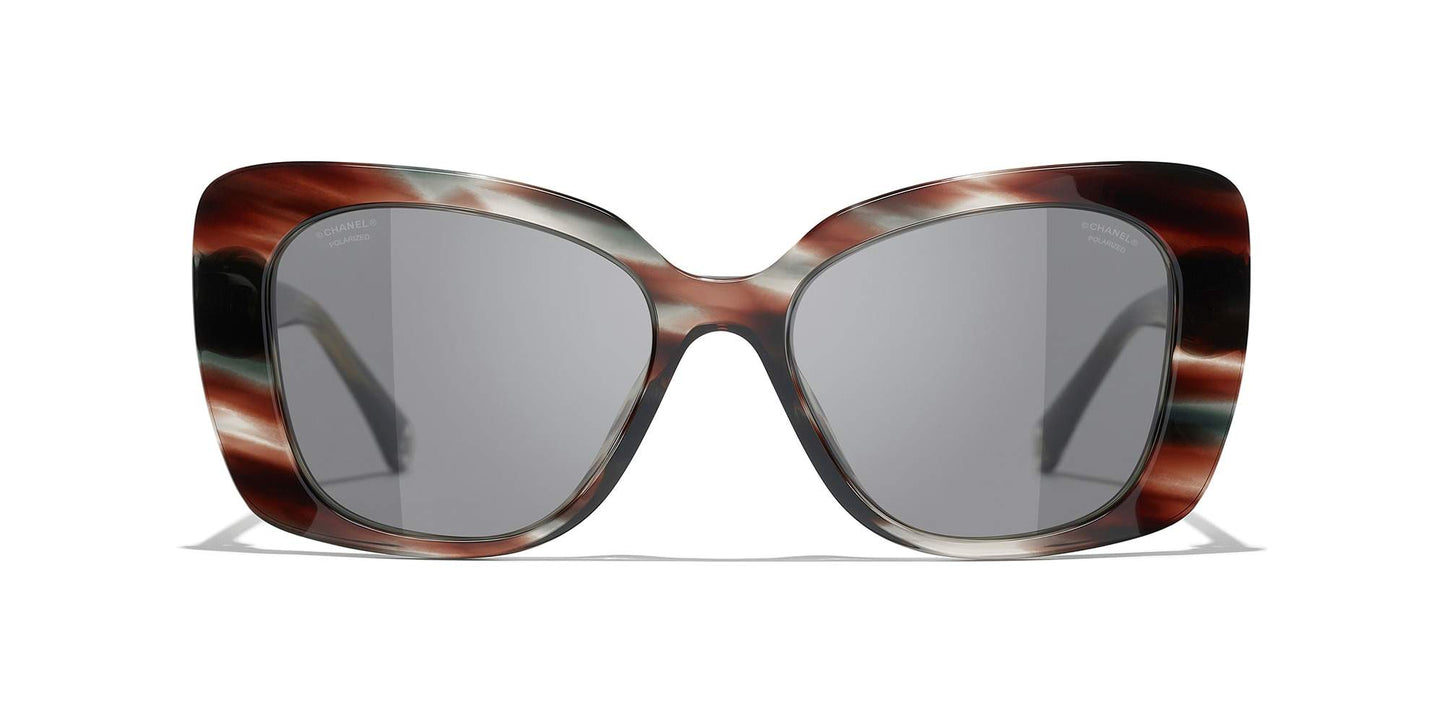 משקפי שמש של שאנל צב חום ואפור-אפור | CHANEL Rectangle Sunglasses CH5504 Brown Tortoise & Gray-Gray