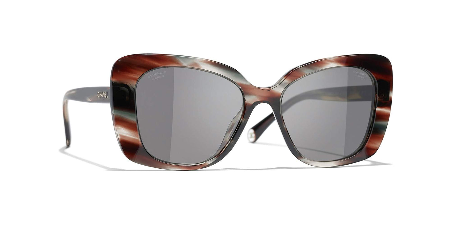משקפי שמש של שאנל צב חום ואפור-אפור | CHANEL Rectangle Sunglasses CH5504 Brown Tortoise & Gray-Gray