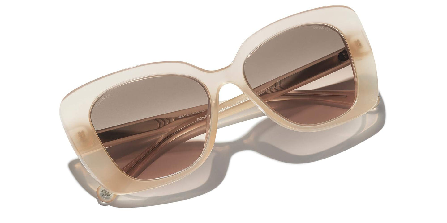 משקפי שמש של שאנל בז' כהה-חום בהיר | CHANEL Rectangle Sunglasses CH5504 Dark Beige-Light Brown