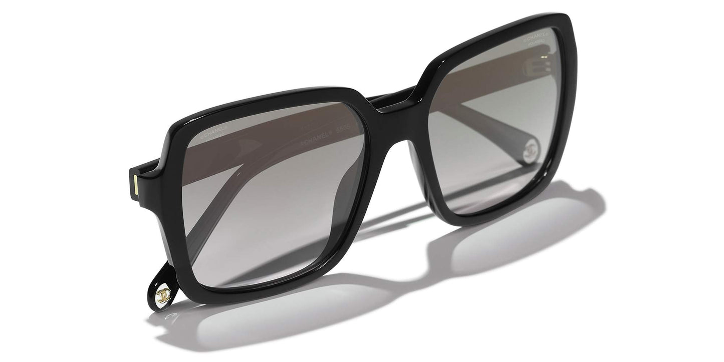 משקפי שמש של שאנל שחור-אפור | CHANEL Square Sunglasses CH5505 Black-Gray