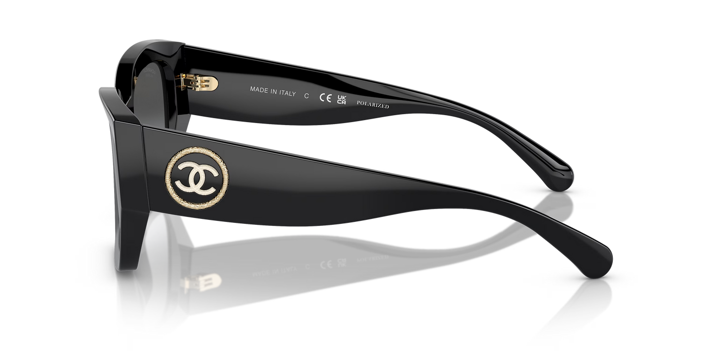 משקפי שמש של שאנל שחור-אפור | CHANEL Square Sunglasses CH5506 Black-Grey