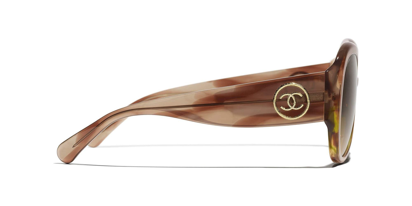 משקפי שמש של שאנל חאקי וחום-צהוב | CHANEL Pilot Sunglasses CH5508 Khaki & Brown-Yellow