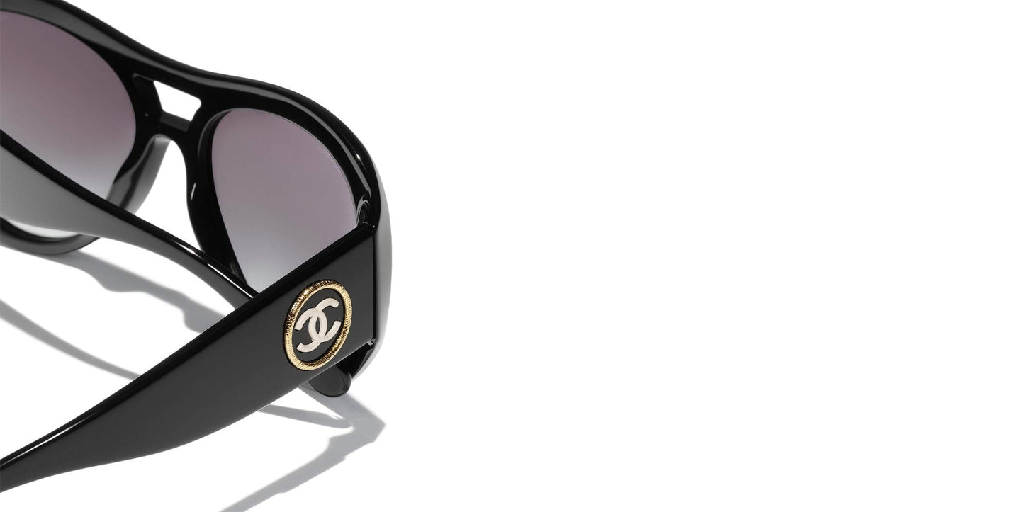 משקפי שמש של שאנל שחור וזהב-אפור | CHANEL Pilot Sunglasses CH5508 Black & Gold-Gray