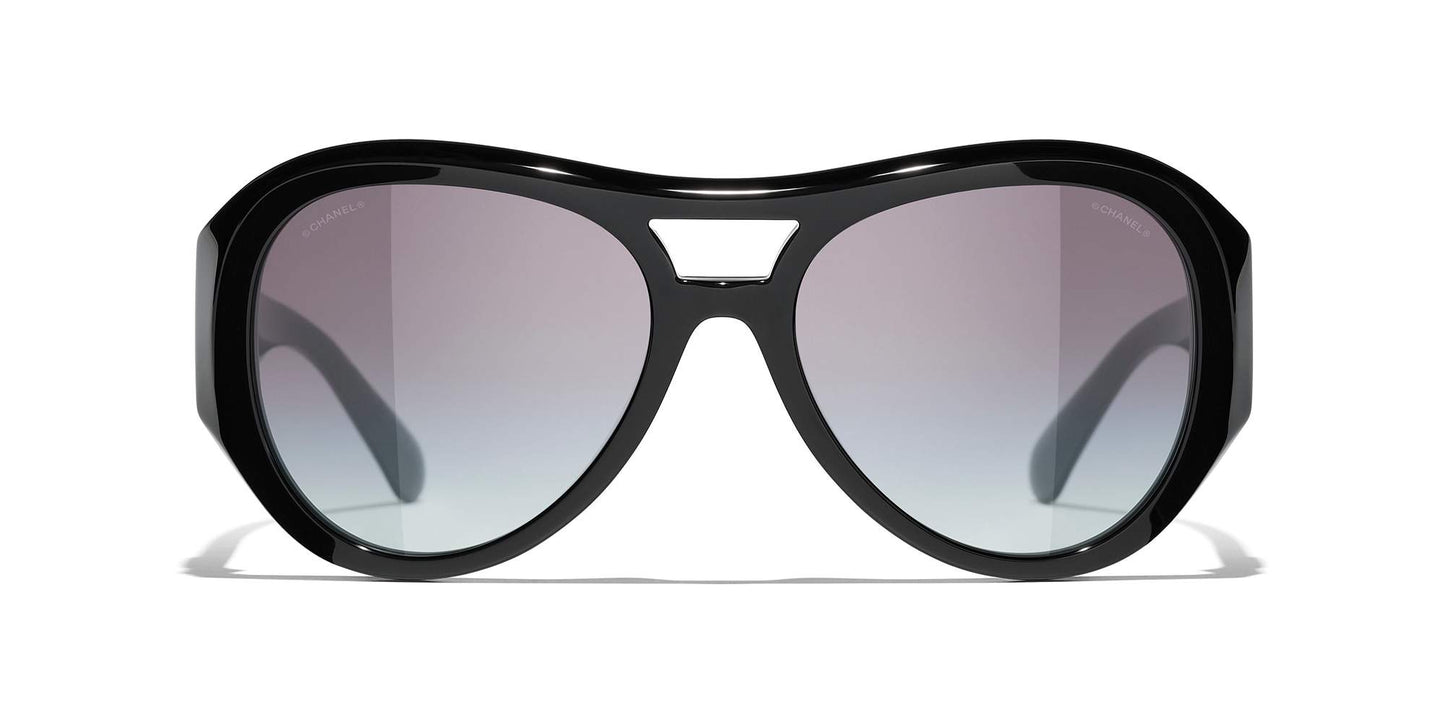 משקפי שמש של שאנל שחור וזהב-אפור | CHANEL Pilot Sunglasses CH5508 Black & Gold-Gray