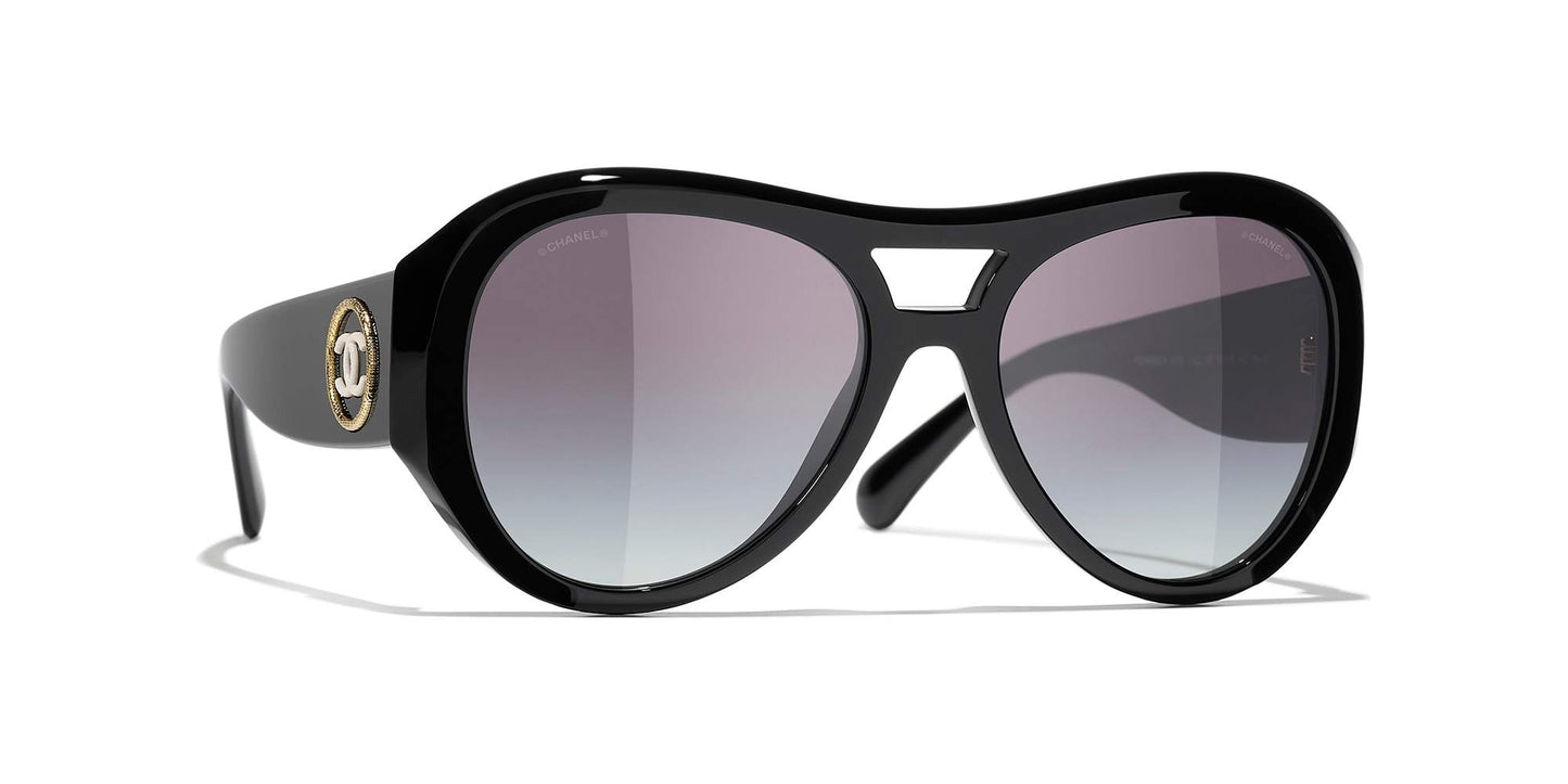 משקפי שמש של שאנל שחור וזהב-אפור | CHANEL Pilot Sunglasses CH5508 Black & Gold-Gray
