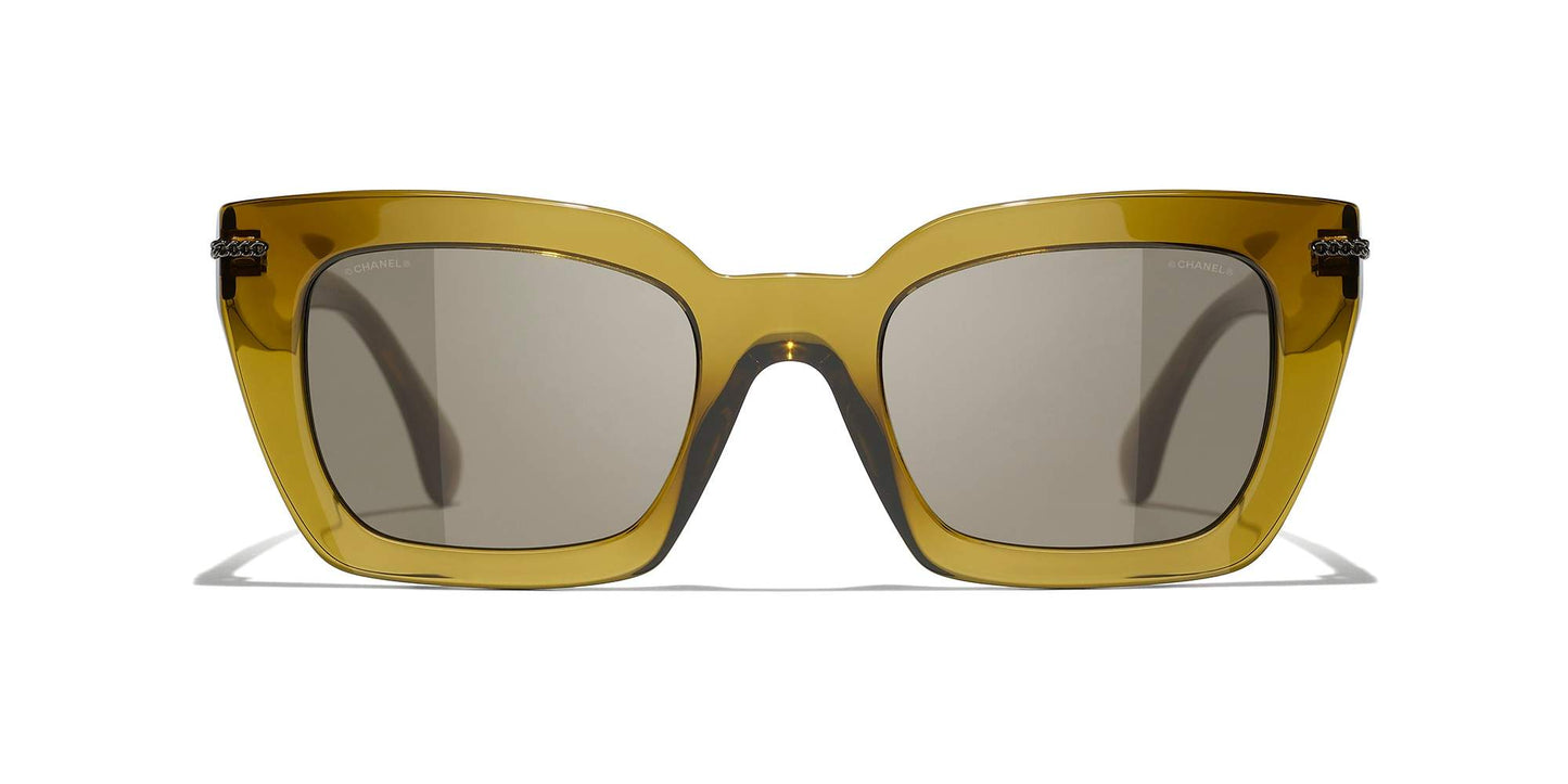 משקפי שמש של שאנל חאקי-חום | CHANEL Square Sunglasses CH5509 Khaki-Brown