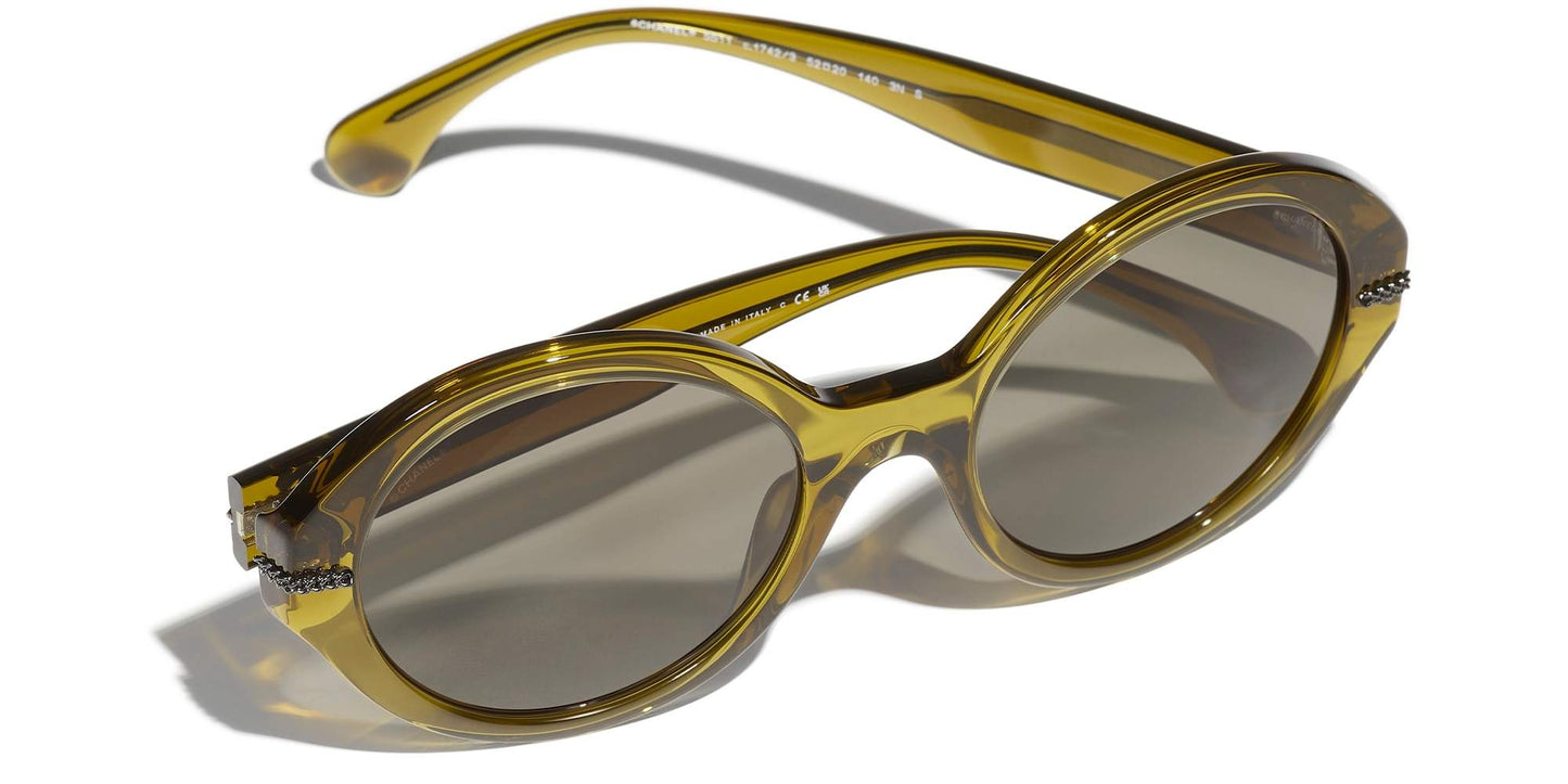 משקפי שמש של שאנל חאקי-חום | CHANEL Round Sunglasses CH5511 Khaki-Brown