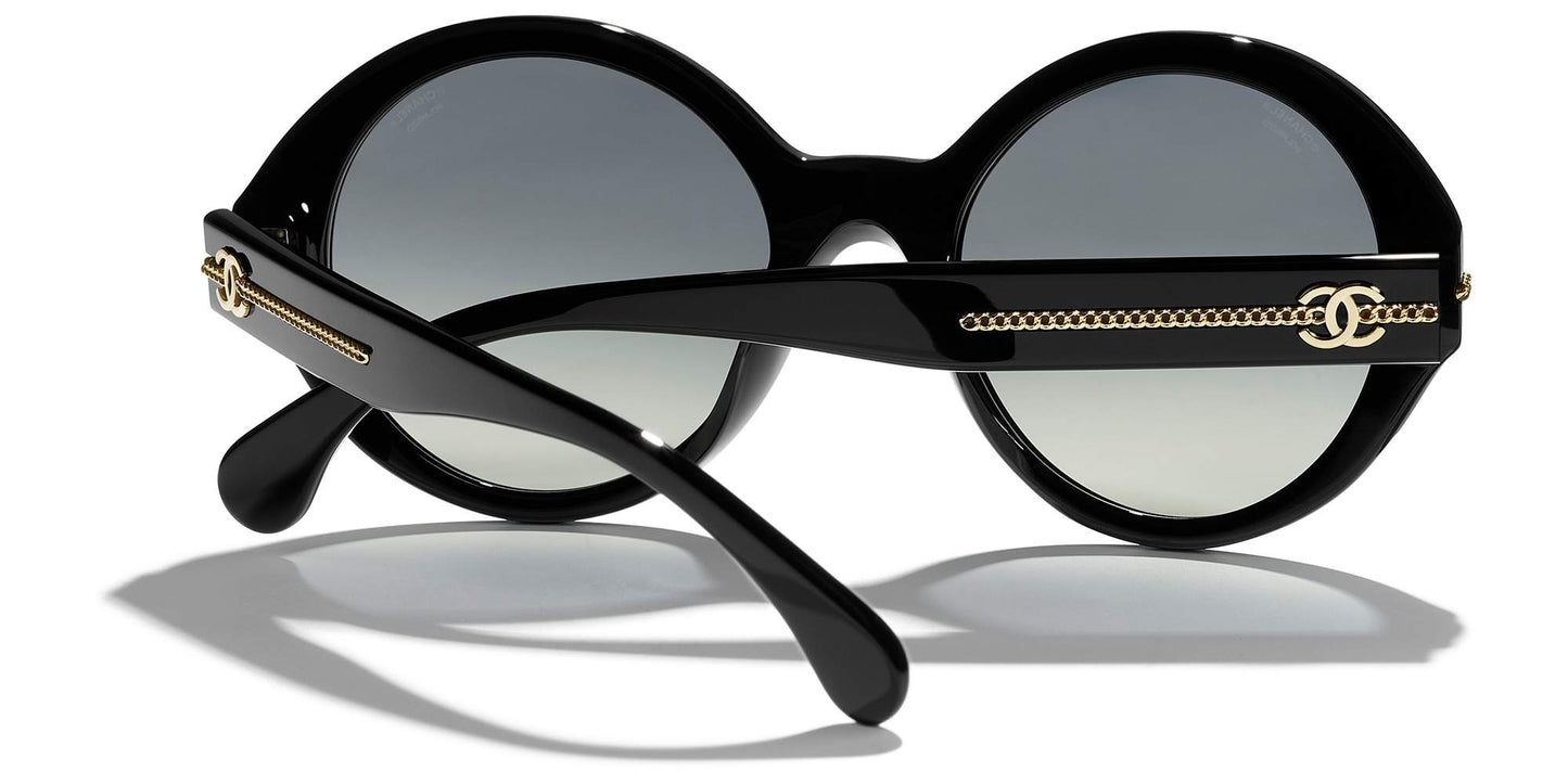 משקפי שמש של שאנל שחור-אפור | CHANEL Round Sunglasses CH5511 Black-Gray