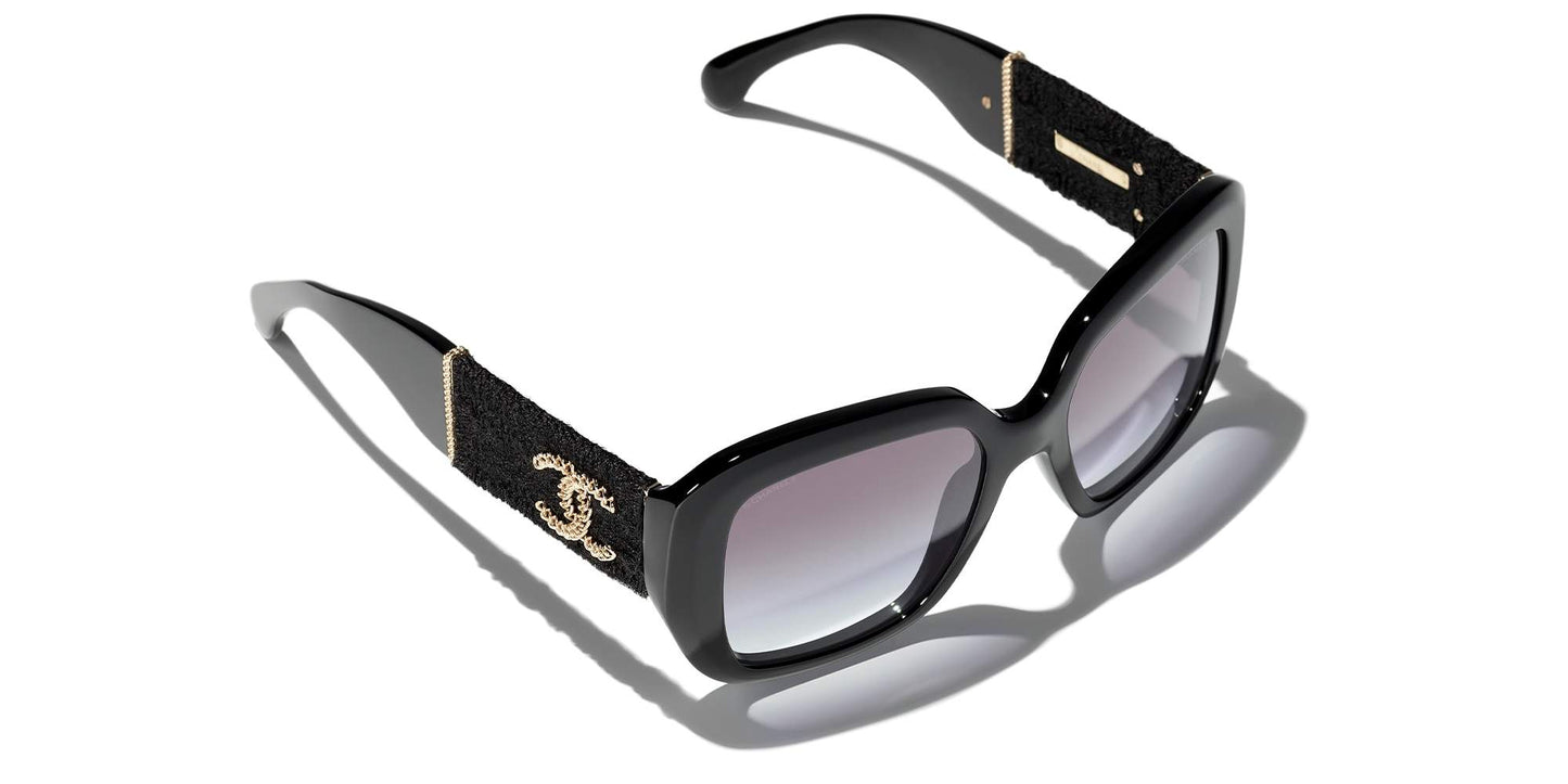 משקפי שמש של שאנל שחור-אפור | CHANEL Square Sunglasses CH5512 Black-Grey