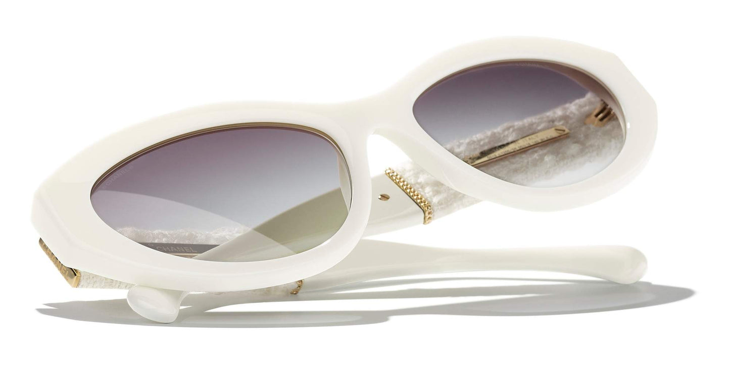 משקפי שמש של שאנל לבן-אפור | CHANEL Cat Eye Sunglasses CH5513 White-Grey