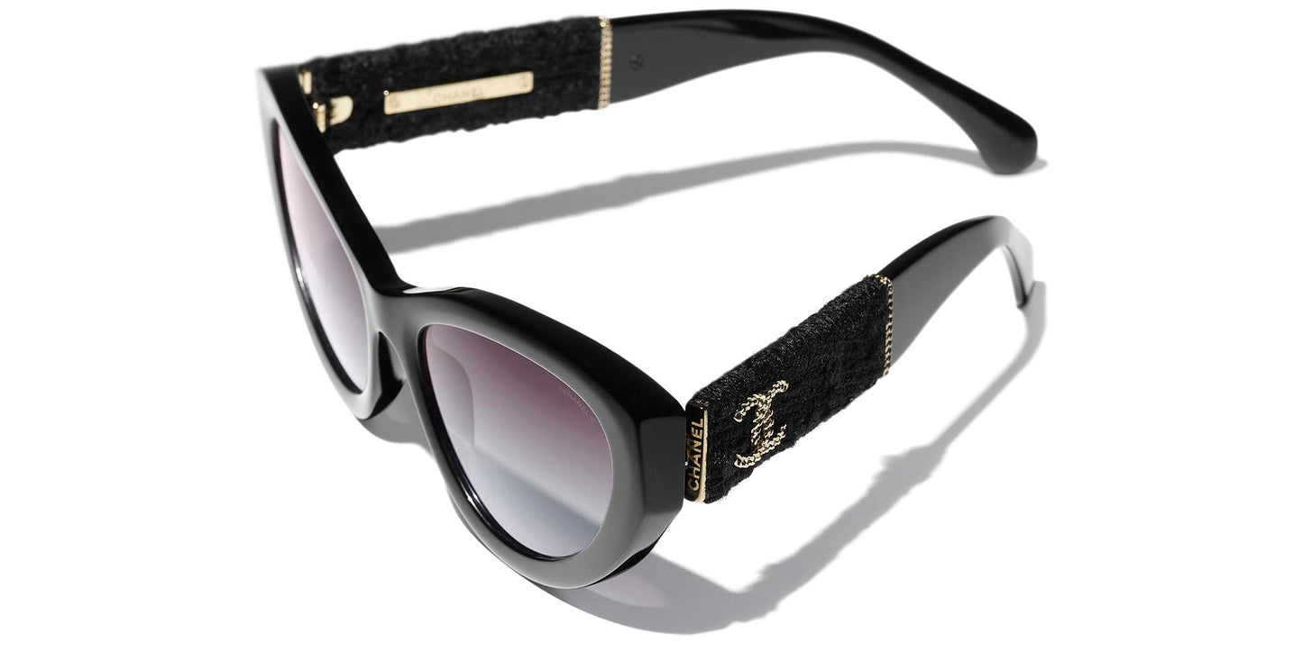 משקפי שמש של שאנל שחור-אפור | CHANEL Cat Eye Sunglasses CH5513 Black-Grey