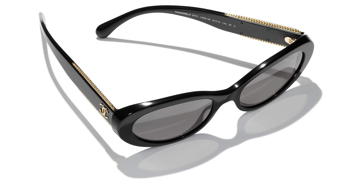 משקפי שמש של שאנל שחורים | CHANEL Oval Sunglasses CH5515 Black