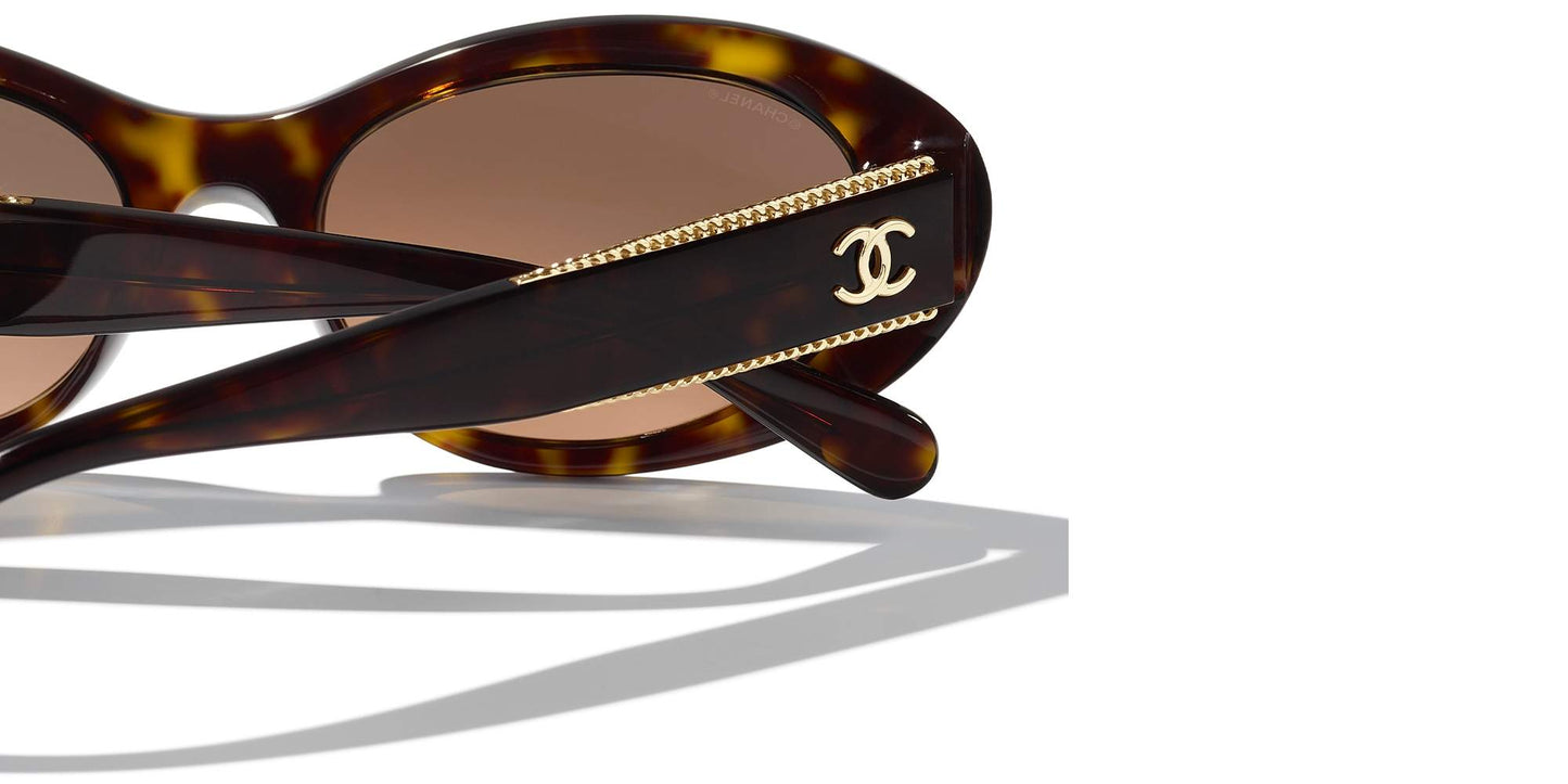 משקפי שמש של שאנל כהה הוואנה-חום | CHANEL Oval Sunglasses CH5515 Dark Havana-Brown