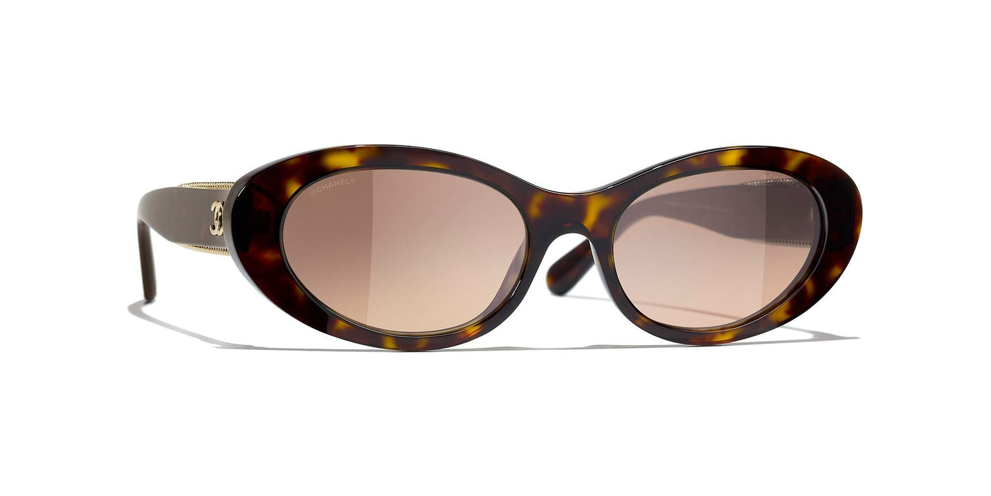 משקפי שמש של שאנל כהה הוואנה-חום | CHANEL Oval Sunglasses CH5515 Dark Havana-Brown