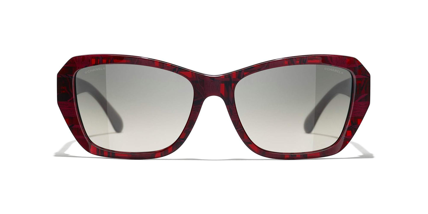 משקפי שמש של שאנל אדום טוויד-אפור | CHANEL Butterfly Sunglasses CH5516 Red Tweed-Grey