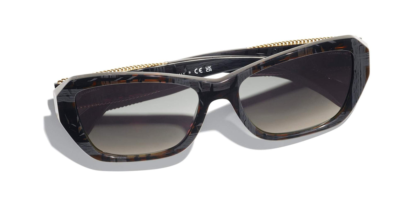 משקפי שמש של שאנל שחור טוויד-אפור | CHANEL Butterfly Sunglasses CH5516 Black Tweed-Grey