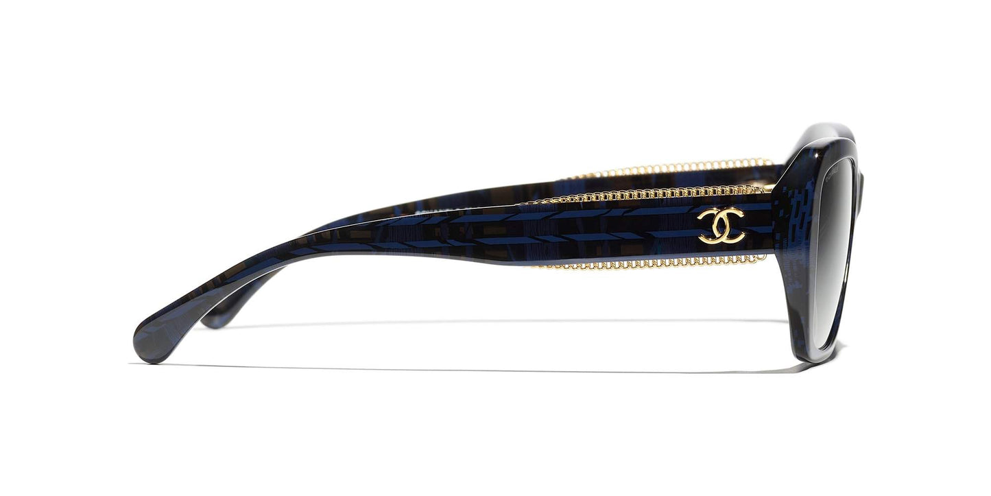 משקפי שמש של שאנל כחול טוויד-אפור | CHANEL Butterfly Sunglasses CH5516 Blue Tweed-Grey