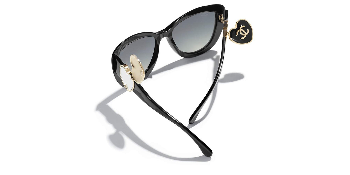 משקפי שמש של שאנל שחור-אפור | CHANEL Butterfly Sunglasses CH5517 Black-Grey
