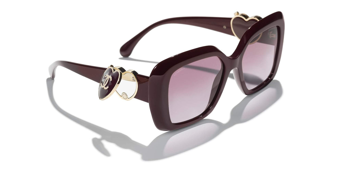 משקפי שמש של שאנל בורדו | CHANEL Square Sunglasses CH5518 Burgundy