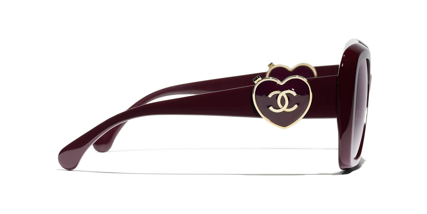 משקפי שמש של שאנל בורדו | CHANEL Square Sunglasses CH5518 Burgundy