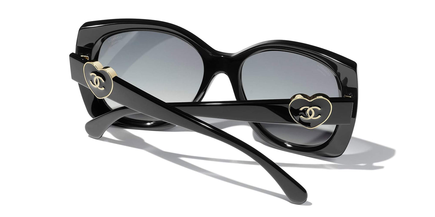 משקפי שמש של שאנל שחור-אפור | CHANEL Square Sunglasses CH5519 Black-Grey
