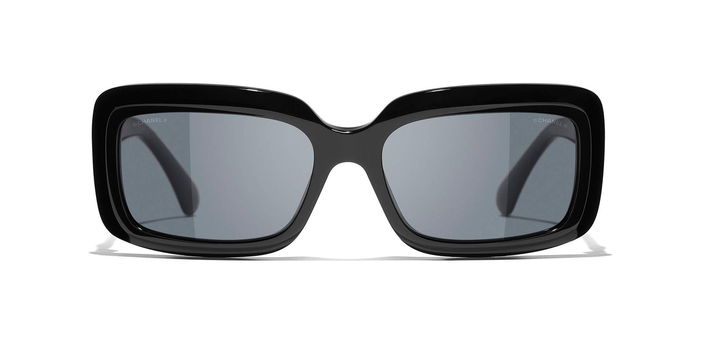 משקפי שמש של שאנל שחור-אפור | CHANEL Rectangle Sunglasses CH5520 Black-Grey