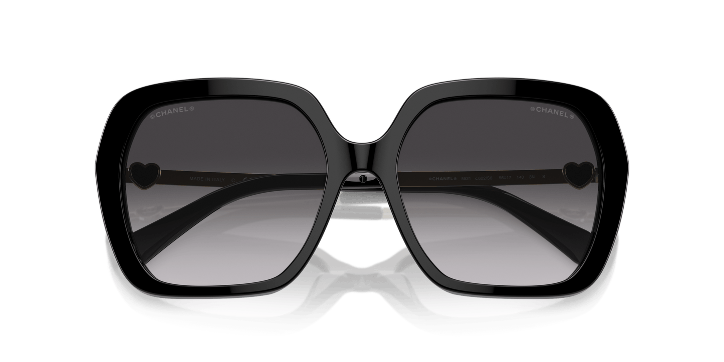 משקפי שמש שאנל שחור-אפור | CHANEL Square Sunglasses CH5521 Black-Grey