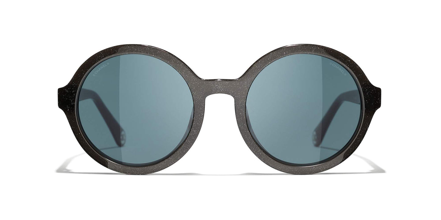 משקפי שמש של שאנל שחור-כחול | CHANEL Round Sunglasses CH5522U Black-Blue