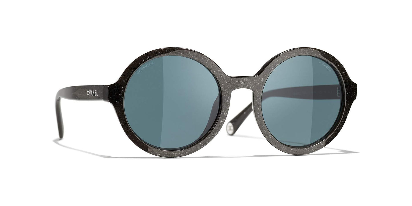 משקפי שמש של שאנל שחור-כחול | CHANEL Round Sunglasses CH5522U Black-Blue