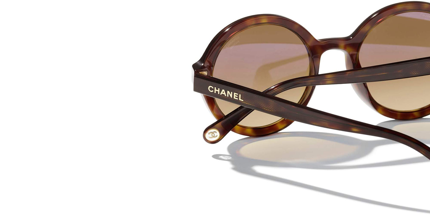 משקפי שמש של שאנל צב כהה-אפור כהה | CHANEL Round Sunglasses CH5522U Dark Tortoise-Dark Grey