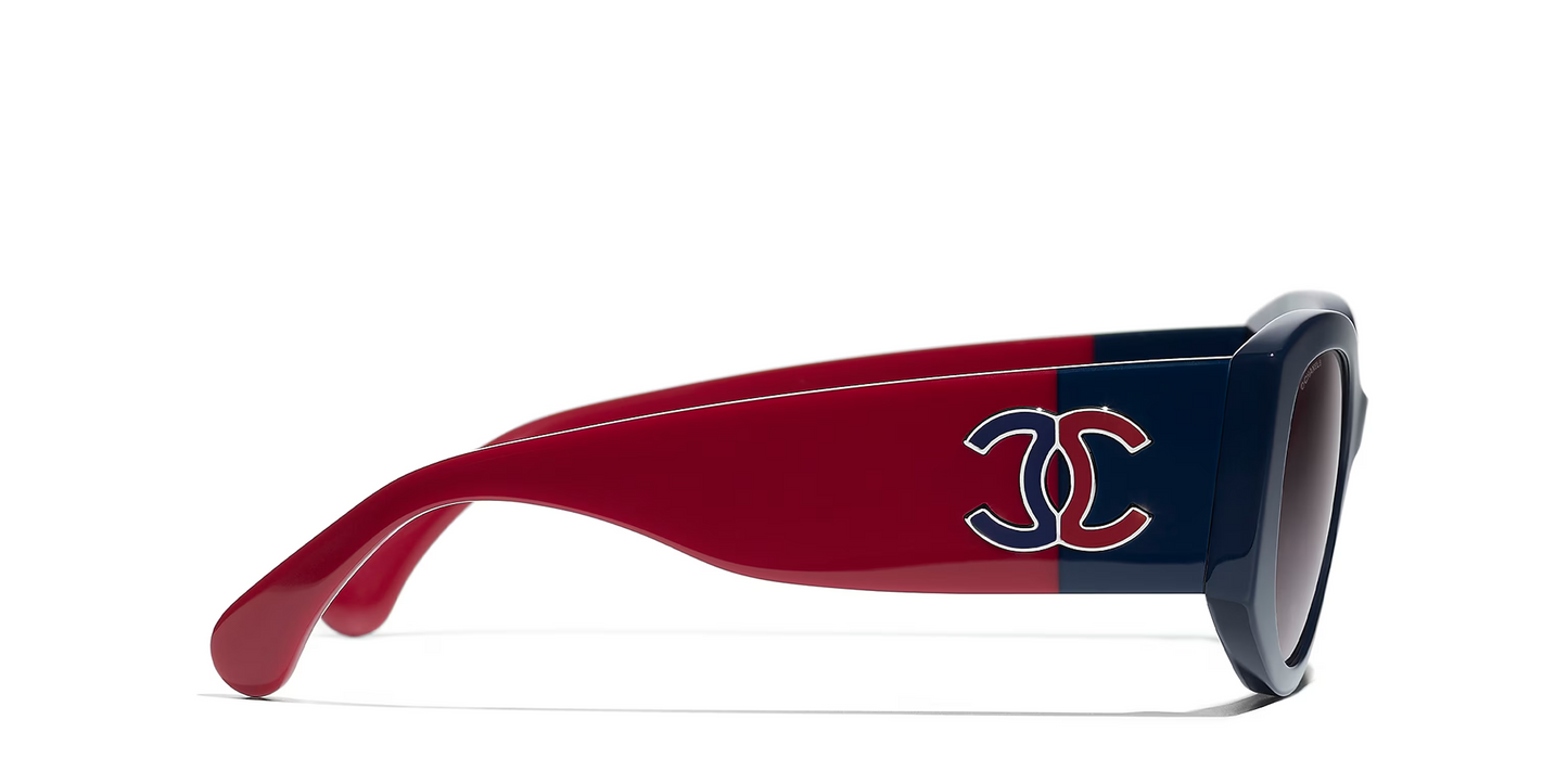 משקפי שמש של שאנל כחול-אדום | CHANEL Oval glasses CH5524 Blue-Red