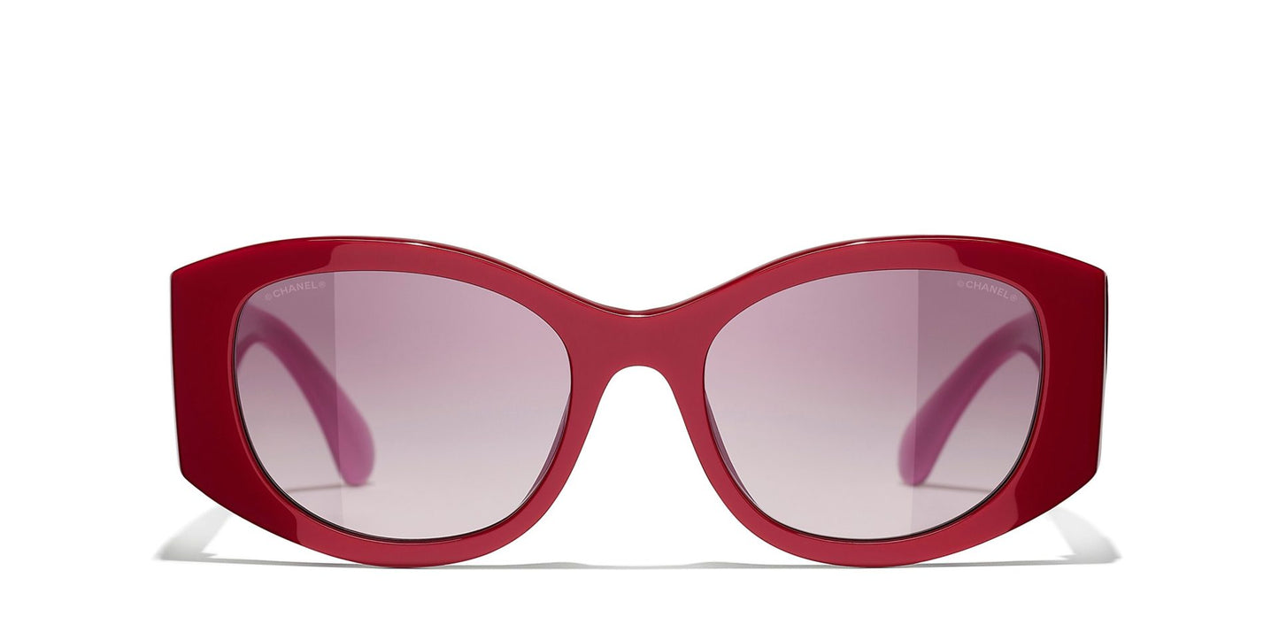 משקפי שמש של שאנל אדום-אפור | CHANEL Oval glasses CH5524 Red-Grey