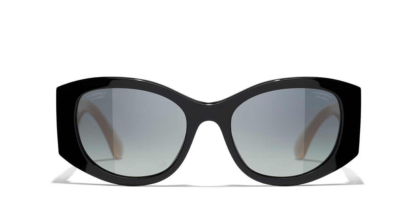 משקפי שמש של שאנל שחור-אפור | CHANEL Oval glasses CH5524 Black-Grey