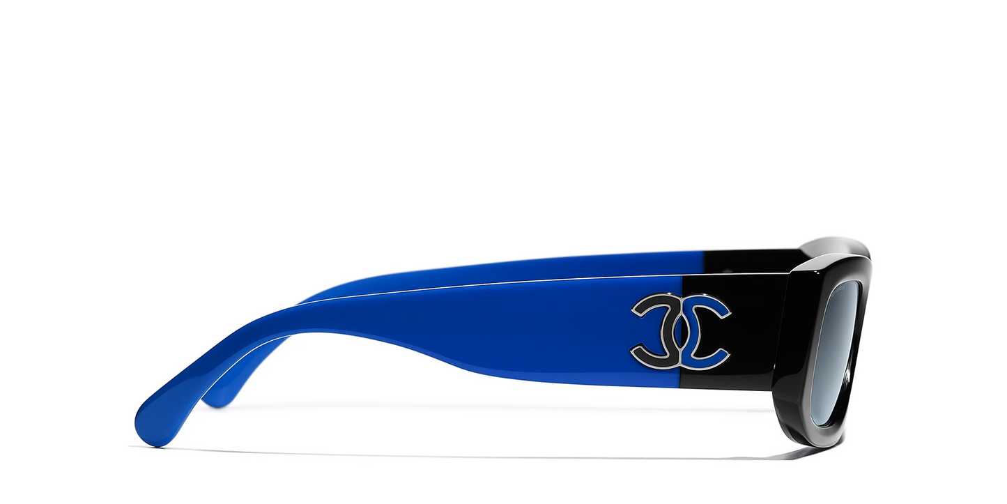משקפי שמש של שאנל שחור-כחול | CHANEL Rectangular glasses CH5525 Black-Blue