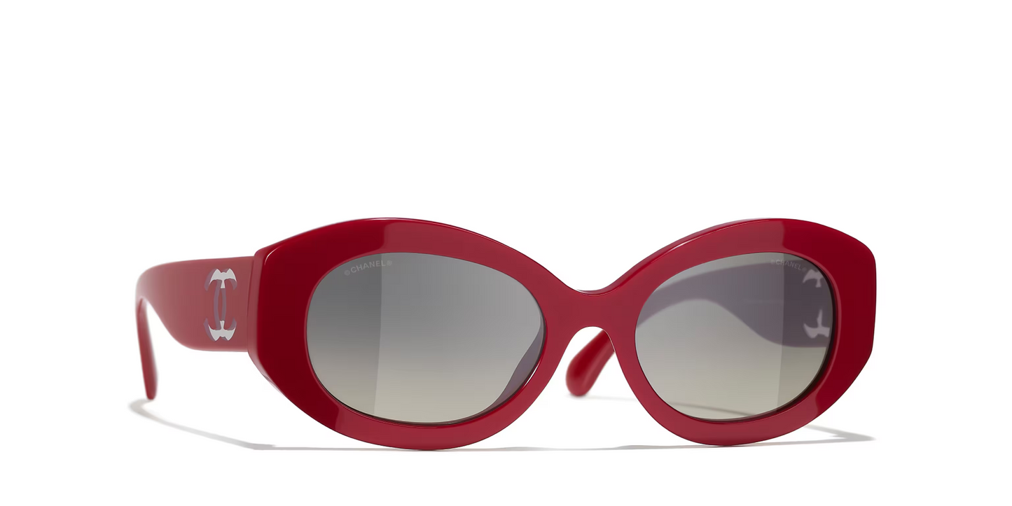 משקפי שמש של שאנל אדום-אפור | CHANEL Oval glasses CH5528 Red-Grey